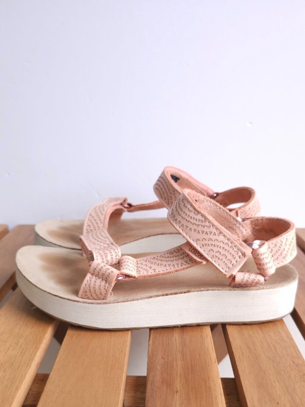 Teva Womens Midform Universal Geometric Tan Leather Summer Sandals Size 6 - Picture 5 of 8